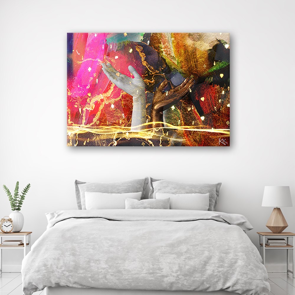 Emaga Obraz na płótnie, Kolorowe Ręce Abstrakcja - 90x60